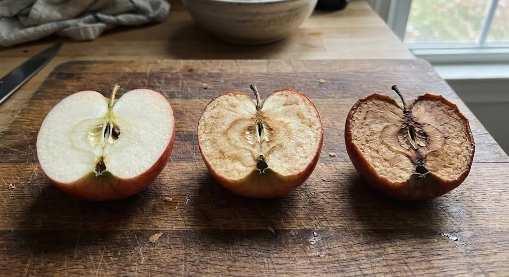 Pomme qui brunit au contact de l'air